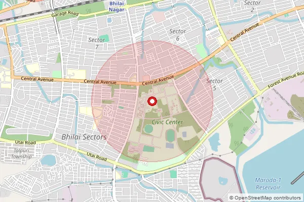 Map showing approximate area covered by Pincode 490004 — Ndc Bhilai Nagar, Na