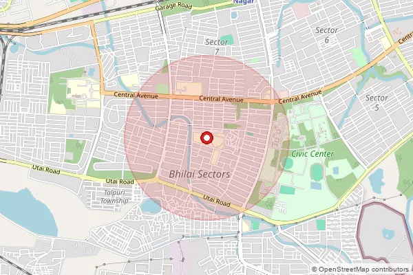 Map showing approximate area covered by Pincode 490006 — Maroda Bhilai So, Durg