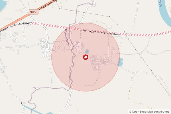 Map showing approximate area covered by Pincode 490023 — Supela Bhilai So, Durg