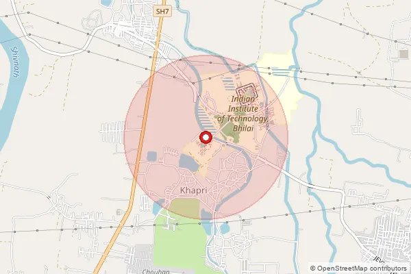 Map showing approximate area covered by Pincode 491002 — Iit Bhilai S.O, Durg