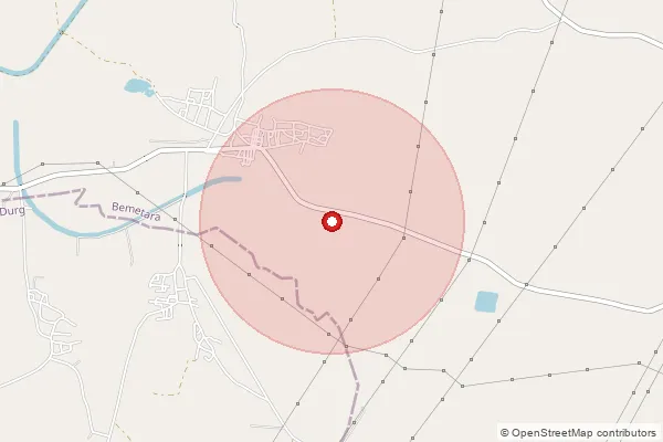 Map showing approximate area covered by Pincode 491107 — Khopli Bo, Durg