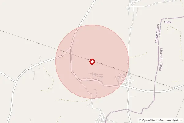 Map showing approximate area covered by Pincode 491222 — Barbaspur Bo, Balod