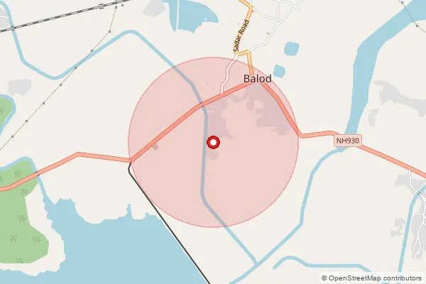 Map showing approximate area covered by Pincode 491226 — Admabad Bo, Balod