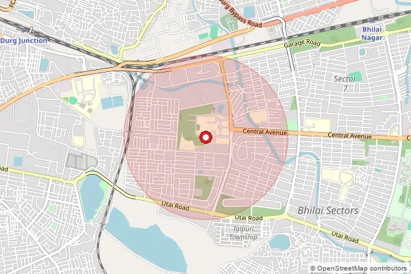 Map showing approximate area covered by Pincode 491228 — Ghotia Bo, Balod