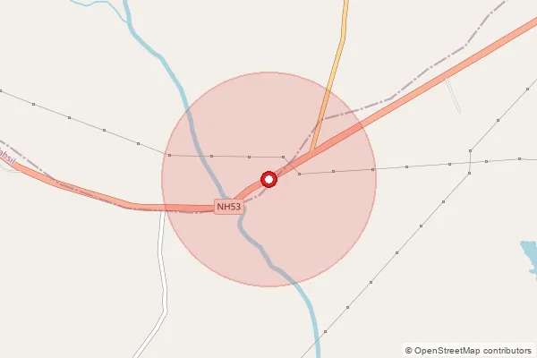 Map showing approximate area covered by Pincode 491557 — Kothitola Bo, Rajnandgaon