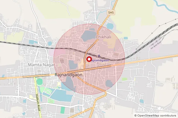 Map showing approximate area covered by Pincode 491558 — Bholapur Bo, Rajnandgaon