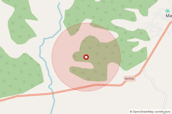 Map showing approximate area covered by Pincode 491666 — Dumartola Bo, Rajnandgaon