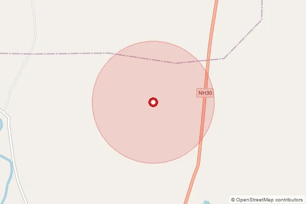 Map showing approximate area covered by Pincode 491888 — Bundeli Bo, Durg