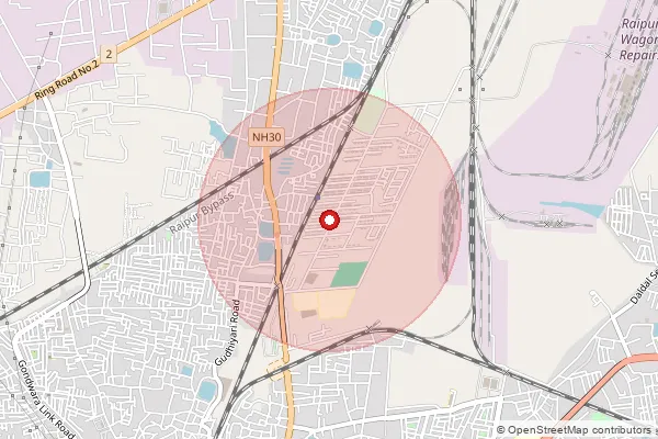 Map showing approximate area covered by Pincode 492008 — Wrscolony So, Raipur
