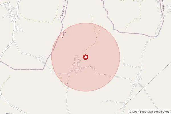 Map showing approximate area covered by Pincode 493338 — Pauni Bo, Baloda Bazar