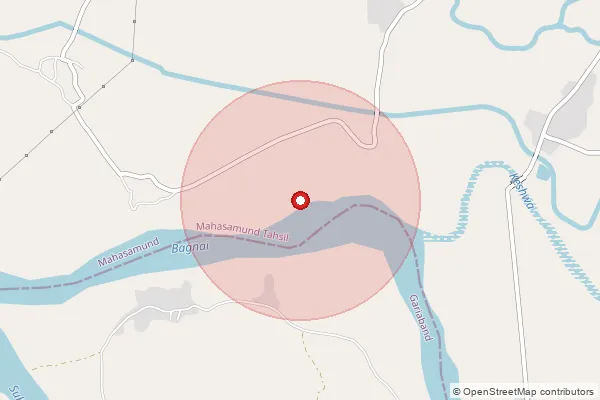 Map showing approximate area covered by Pincode 493445 — Bemcha Bo, Mahasamund
