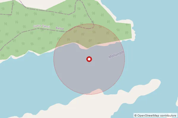 Map showing approximate area covered by Pincode 493881 — Nawapara Rajim So, Raipur