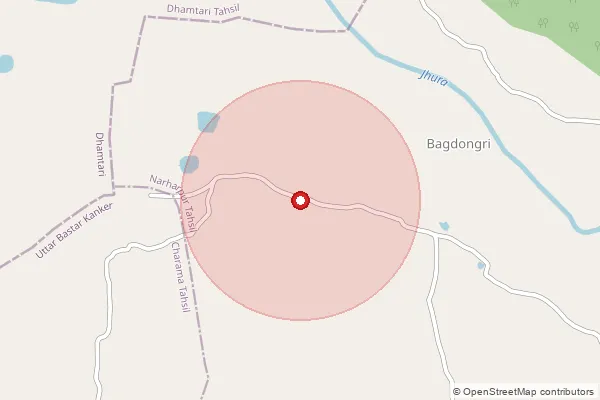 Map showing approximate area covered by Pincode 493887 — Kopra So, Gariyaband