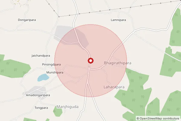 Map showing approximate area covered by Pincode 494001 — Jagdalpur H.O, Raipur