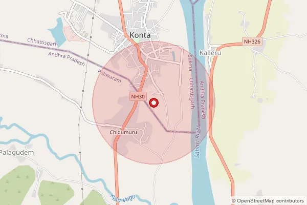 Map showing approximate area covered by Pincode 494114 — Injeram B.O, Raipur