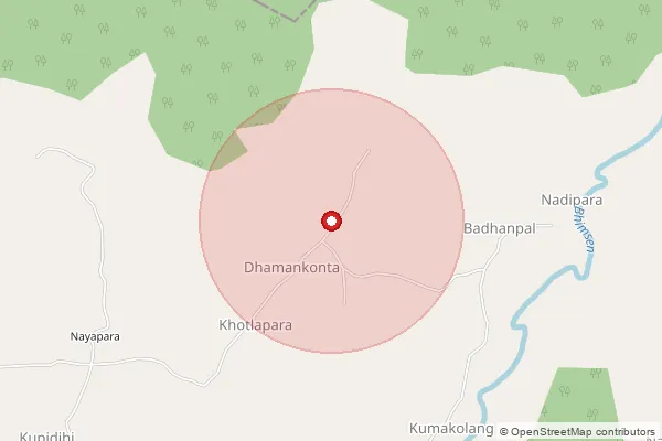 Map showing approximate area covered by Pincode 494115 — Chindawada B.O, Raipur