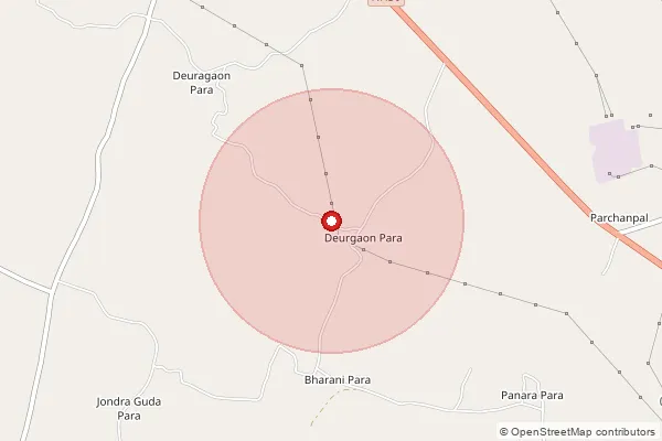 Map showing approximate area covered by Pincode 494224 — Chapka B.O, Kondagaon