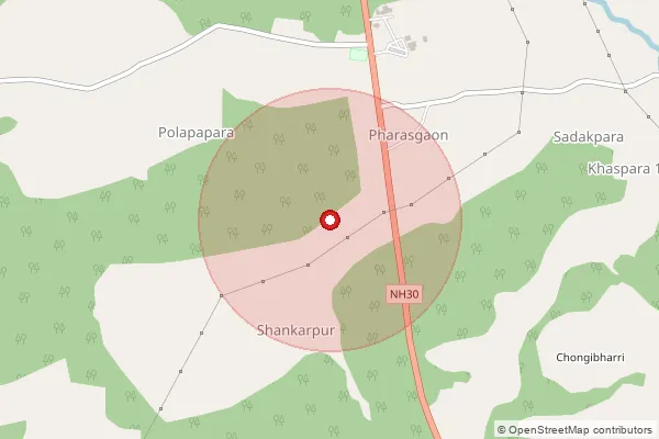 Map showing approximate area covered by Pincode 494228 — Alor B.O, Kondagaon