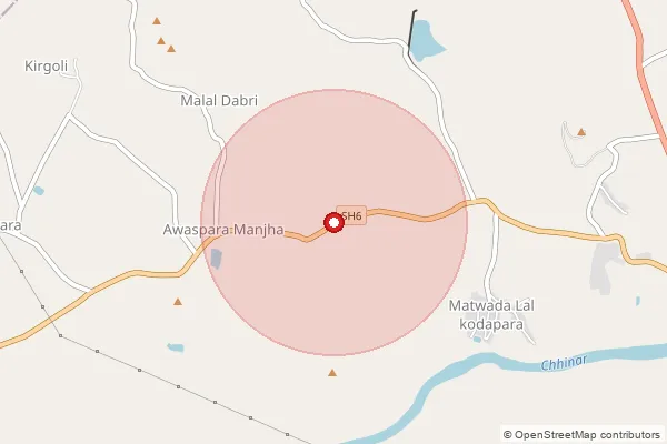 Map showing approximate area covered by Pincode 494336 — Haradula B.O, Raipur