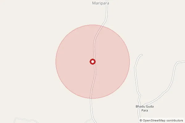 Map showing approximate area covered by Pincode 494337 — Anwari B.O, Raipur