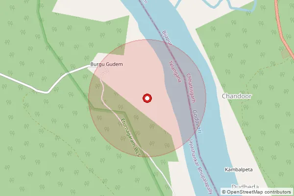 Map showing approximate area covered by Pincode 494446 — Bareguda B.O, Raipur