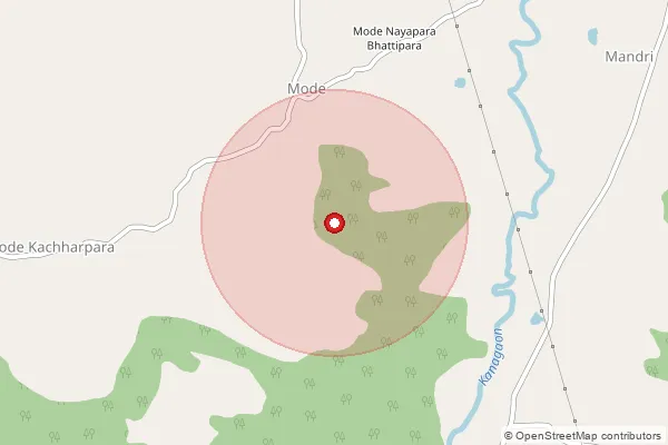 Map showing approximate area covered by Pincode 494670 — Kottara B.O, Raipur