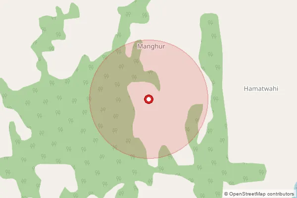 Map showing approximate area covered by Pincode 494771 — Gurwandi B.O, Kanker