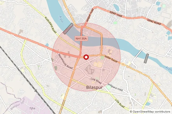 Map showing approximate area covered by Pincode 495001 — Bilaspur Bilaspurcgh Ho, Bilaspur