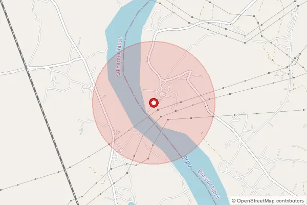 Map showing approximate area covered by Pincode 495009 — Paunsara Bo, Bilaspur