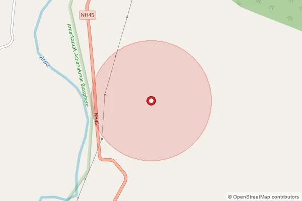 Map showing approximate area covered by Pincode 495116 — Majhgaon Bo, Bilaspur