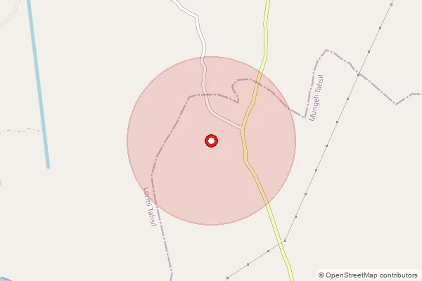 Map showing approximate area covered by Pincode 495334 — Donda Bo, Mungeli