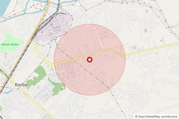 Map showing approximate area covered by Pincode 495452 — Deepika Project Korba, Korba