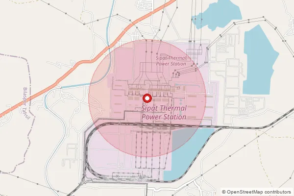 Map showing approximate area covered by Pincode 495555 — Seepat Bo, Bilaspur