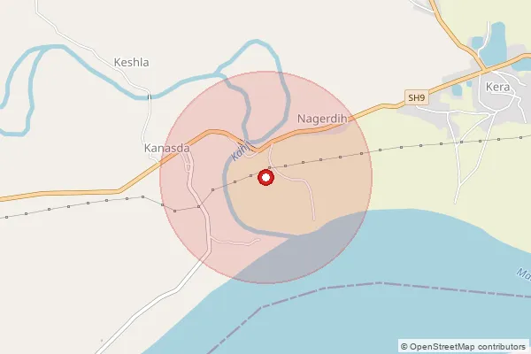 Map showing approximate area covered by Pincode 495557 — Bhathali Bo, Janjgir-Champa