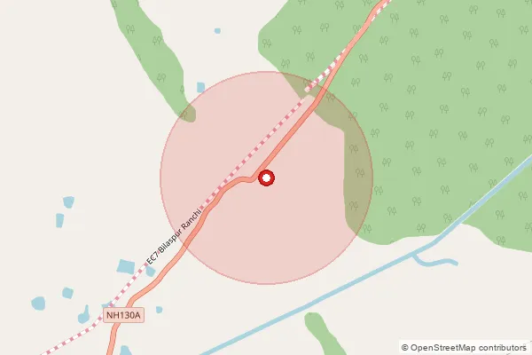 Map showing approximate area covered by Pincode 495559 — Bachhaud Bo, Janjgir-Champa