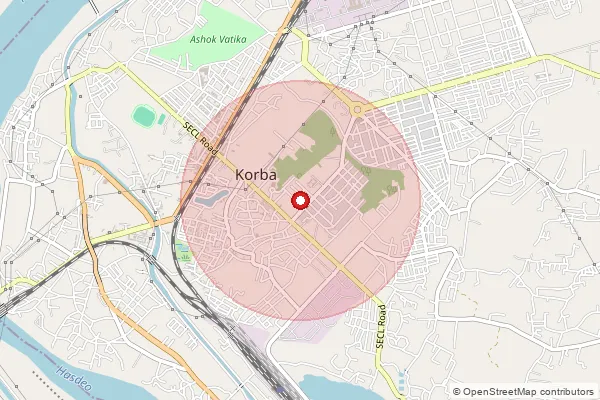 Map showing approximate area covered by Pincode 495677 — Korba Ho, Korba