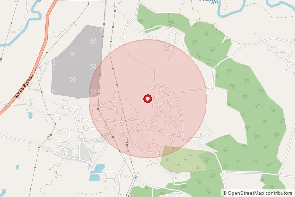 Map showing approximate area covered by Pincode 495683 — Patrapali B.O, Korba