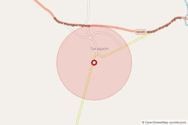Map showing approximate area covered by Pincode 495686 — Saragaon So, Janjgir-Champa