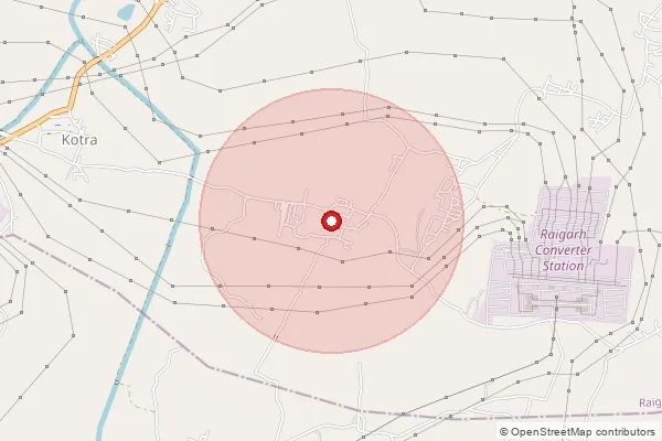 Map showing approximate area covered by Pincode 496001 — Raigarh Ho, Raigarh