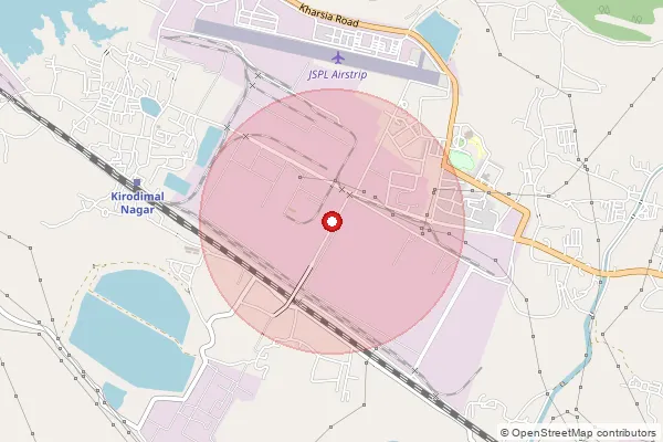 Map showing approximate area covered by Pincode 496005 — Kirodimalnagar Bo, Raigarh