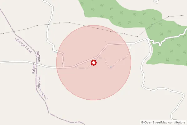 Map showing approximate area covered by Pincode 496113 — Jhagarpur Bo, Raigarh