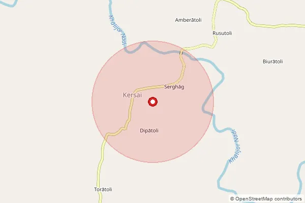 Map showing approximate area covered by Pincode 496227 — Kandaibahar Bo, Jashpur