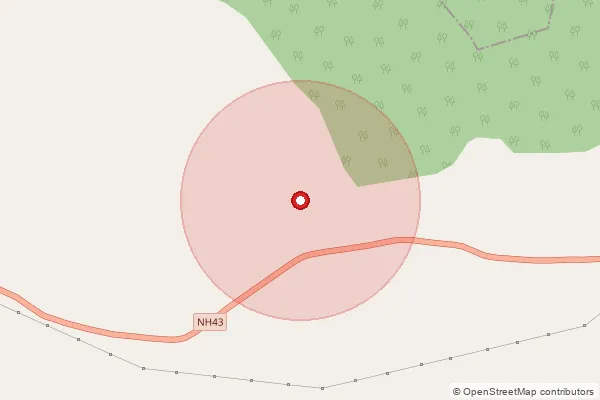 Map showing approximate area covered by Pincode 496334 — Basantala Bo, Jashpur