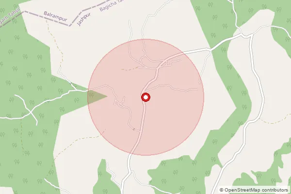 Map showing approximate area covered by Pincode 496336 — Saraitoli Bo, Jashpur