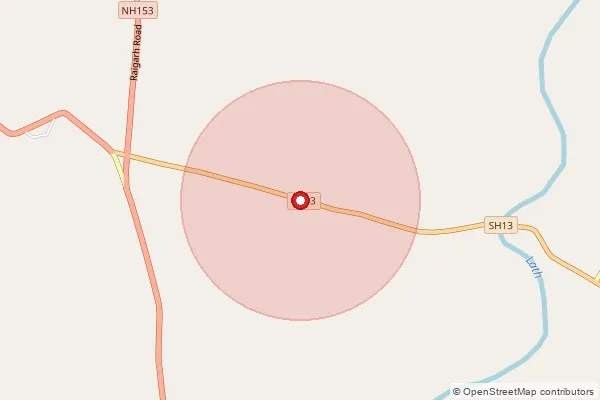 Map showing approximate area covered by Pincode 496554 — Bade Nawapara Bo, Raigarh