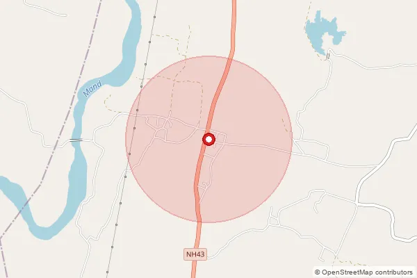 Map showing approximate area covered by Pincode 497114 — Pent Bo, Surguja