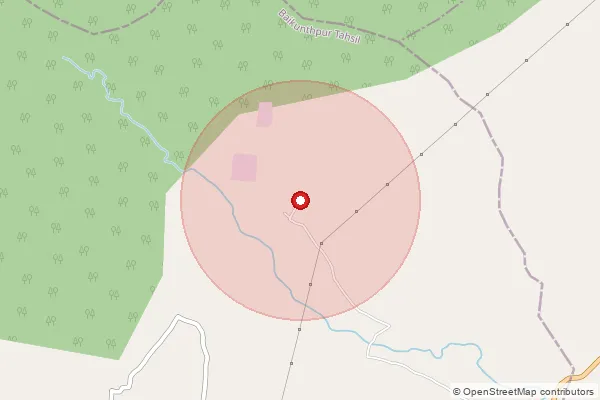 Map showing approximate area covered by Pincode 497331 — Badsara Bo, Korea