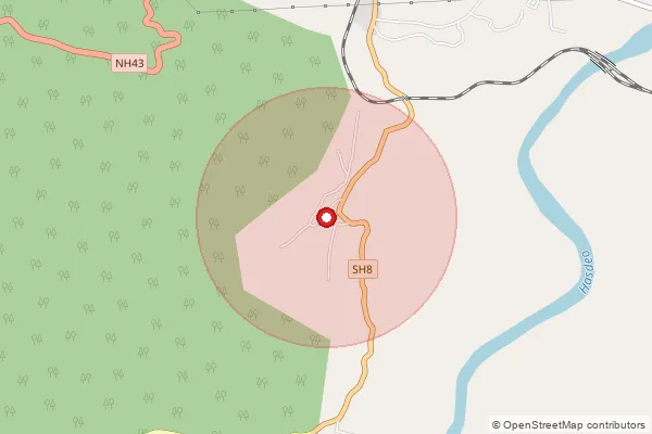 Map showing approximate area covered by Pincode 497446 — Jhagrakhand Colly So, Korea