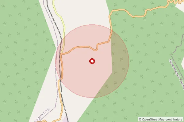 Map showing approximate area covered by Pincode 497559 — Gelhapani Bo, Korea