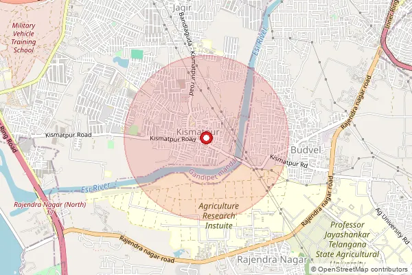 Map showing approximate area covered by Pincode 500030 — Rajendranagar S.O, Ranga Reddy